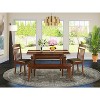HomeStock 5-Piece Rectangle Mahogany Finish Solid Wood Top Dining table with 4-Chairs - 2 of 4