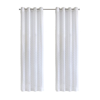 Habitat 100% Polyester Regina Sheer Chevron Delightful Textured Grommet Curtain Panel White