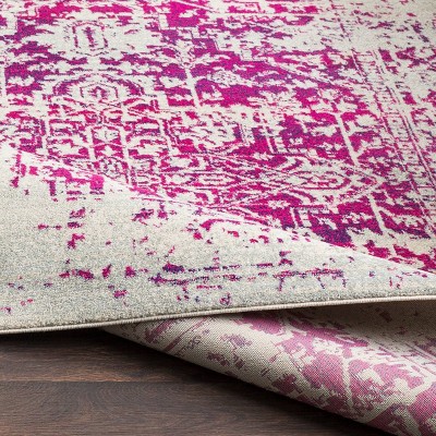 Vibrant Purple and Red Floral Motif Rectangular Rug