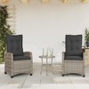vidaXL 3 Piece Bistro Set with Cushions Gray Poly Rattan - 3 of 4