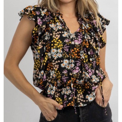 Women's LYLAH FLORAL RUFFLED SLEEVE BLOUSE - SUGARLIPS