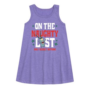 Girls' - SpongeBob SquarePants - Plankton Naughty List Graphic Sleeveless Aline Dress - 1 of 4