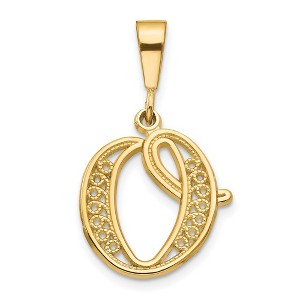 Black Bow Jewelry 14k Yellow Gold, Maci Collection, LG Filigree Script Initial O Pendant - 1 of 4