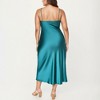 Anna-Kaci Lounge Women's Satin Slip Midi Dress with Draped Neckline Adjustable Straps and Soft Body-Skimming Flowing Silhouette - 3 of 4