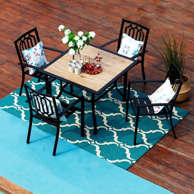 5pc Patio Table & Metal Chairs with Diamondback Design - Captiva Designs