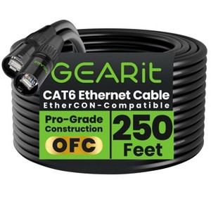GEARit CAT6 Shielded EtherCON Cable for Pro Audio - Black - 1 of 4