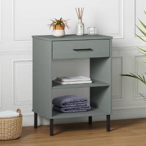 vidaXL Console Cabinet with Metal Legs Gray Solid Wood Pine OSLO - 1 of 4
