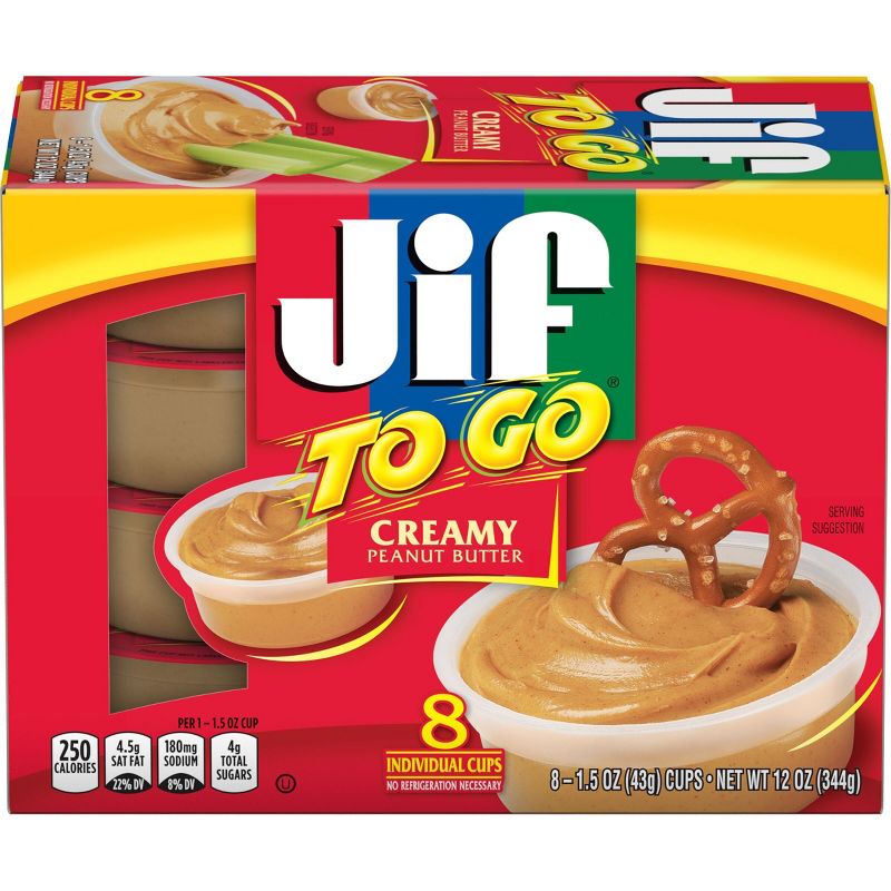Jif To Go Creamy Peanut Butter - 12oz/8pk, 1 of 7
