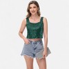 Anna-Kaci Women's Sequin Square Neck Tank Top with Sleeveless Design and Cropped Fit - 4 of 4