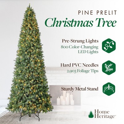 12-Foot Green Spruce Pre-Lit Christmas Tree with Multi-Color LED Lights