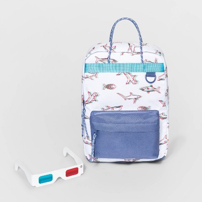 Photo 1 of Boys Square 3D Shark Print Backpack - Cat  Jack Blue 
