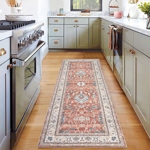 Floral Area Rugs for Living Room, Vintage Low Pile Machine Washable Area Rug, Bedroom Office Dining Room Home Decor - 1 of 4