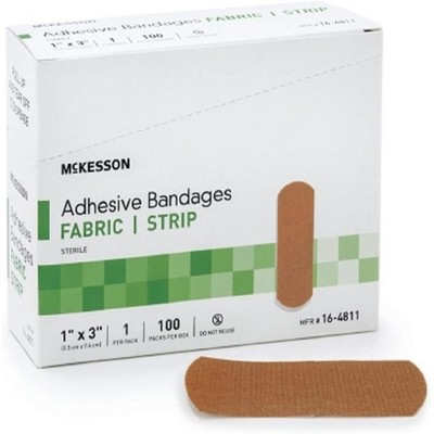 McKesson 16-4811 Performance Adhesive Bandage Fabric Strip 1 in. x 3 in. (Box of 100)