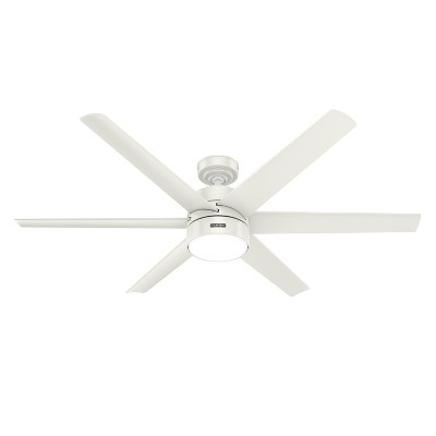 Hunter Fan 60&#34; Solaria Energy Star Damp Rated Ceiling Fan with LED Light Kit and Wall Control Fresh White