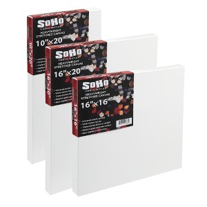 SoHo Urban Artist Heavyweight Stretched Cotton Canvas 1.5" Deep - Medium Sampler Pack of 3 Sizes - Triple Primed - Ideal for Acrylic and Oil Paint, - 1 of 4