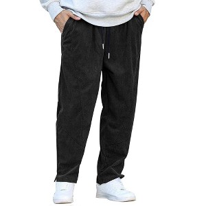 COOFANDY Men's Corduroy Pants Elastic Waist Drawstring Harem Pants Fashion Loose Casual Long Trousers with 4 Pockets - 1 of 4