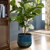 LuxenHome Blue and Green Ombre Round Decorative Ceramic Planter Pot - 3 of 4
