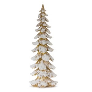 Shimmering Gold Flocked Pine Tree – 26" Holiday Decor by Melrose - 1 of 3