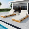 Patio Acacia Wood Chaise Lounge Chair with Tri-Fold Cushion,Adjustable Outdoor Chaise Lounge Chair,Waterproof Chaise Lounge Chair-Coolbibila - 2 of 4