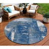 Navy Blue And Ivory Abstract Washable Indoor Outdoor Area Rug - 2 of 4