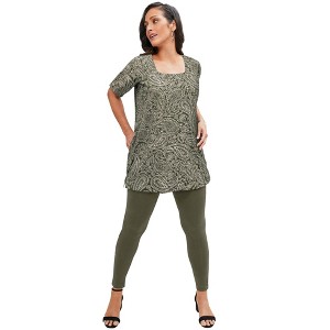 Jessica London Women's Plus Size Stretch Cotton Square Neck Tunic - 1 of 4