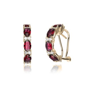 Guili Sterling Silver Gold Plated Half Hoop Earrings with Colored Cubic Zirconia – A Stylish and Elegant Design That Adds a Bold Touch to Any Look - 1 of 2