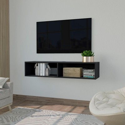 INFURNIC TV Stands and Consoles 47 Inch TV Stand with Two Shelves Spacious Storage for Living Room Bedroom, Black, 12.6"*47.68"*9.96"