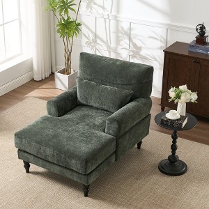 GDFStudio Adela Modern 51.6" Velvet Upholstered Chaise Lounge with Waist Pillow - 1 of 4