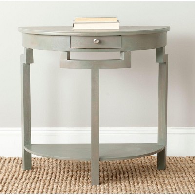 Transitional French Grey Demilune Console with Storage