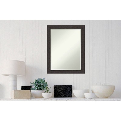 Espresso Rustic Plank 34" Woodgrain Textured Wall Mirror