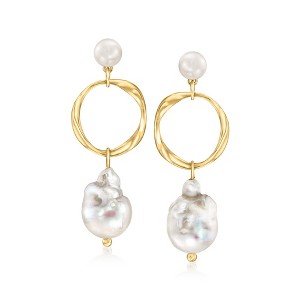 Ross-Simons 6.5-13mm Cultured Baroque Pearl Drop Earrings in 18kt Gold Over Sterling - 1 of 3