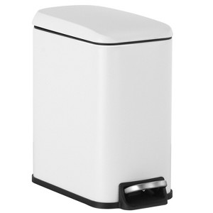 FDW 1.3Gal/5L Bathroom Trash Can Stainless Steel with Soft-Close Lid - 1 of 4