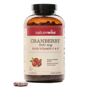NatureWise Cranberry Pills for Women - Extract Equal to 12,500mg Cranberry Supplement + Vitamin C, E - For Urinary Tract & Bladder - 1 of 4