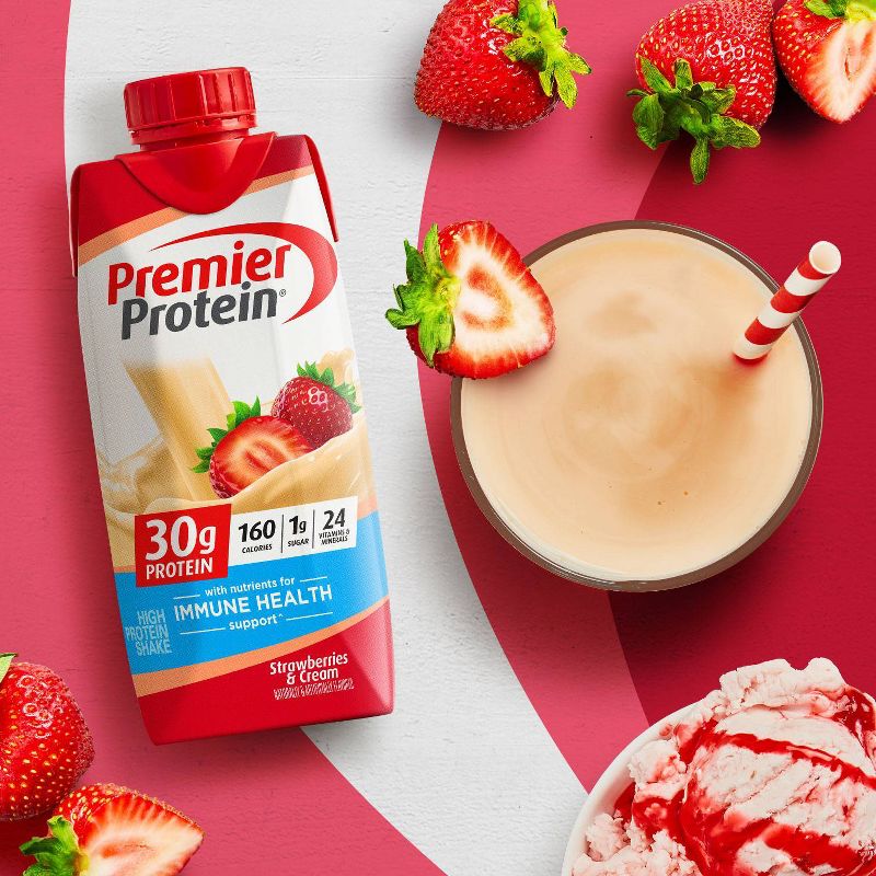 Premier Protein Nutritional Shake - Strawberries &#38; Cream - 11 fl oz/4pk, 3 of 10
