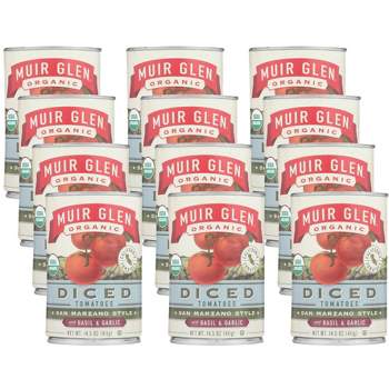 Muir Glen Organic Diced Tomatoes with Basil and Garlic - Case of 12/14.5 oz