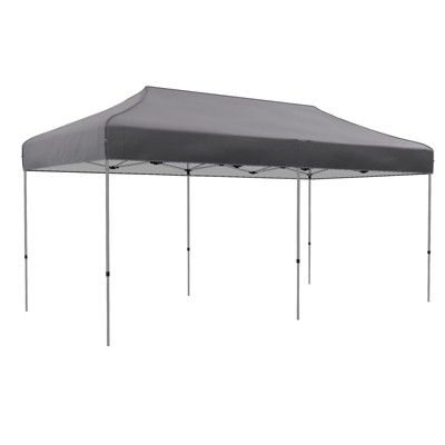 VisioGear 10'*20' Pop Up Canopy Tent, Outdoor Instant Gazebo Sun Shade Shelter for Catering, Wedding, Grey, 230.4"*115.2"*132"