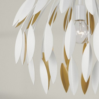 Matte White and Gold Leaf 1-Light Pendant Lamp