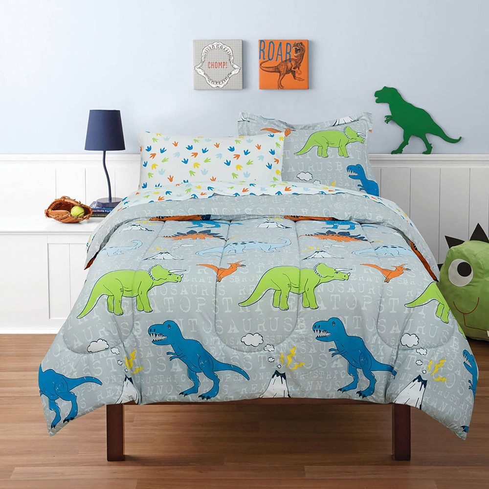 5pc Twin Dinosaur Walk Kids' Bed in a Bag Blue - Kidz Mix -  86328285