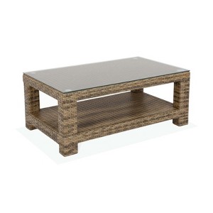 Cabo Rectangle Coffee Table with Shelf, 8mm Willow Flat Wicker, 43.3 in L x 23.6 in W x 17 in H - 1 of 4