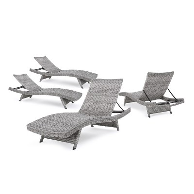 Crete 4pk All-Weather Wicker Patio Chaise Lounge - Gray - Christopher Knight Home