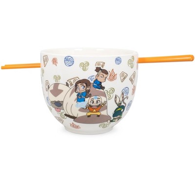 Surreal Entertainment Avatar: The Last Airbender Japanese Dinner Set | 18-Ounce Ramen Bowl, Chopsticks