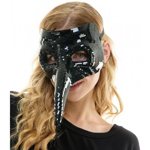 KBW Bedazzled Black Mirror Mardi Gras Mask Adult Costume Accessory - 1 of 4
