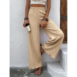 Women's Casual Loose - Fit Wrinkle - Textured Wide - Leg Pants, Comfortable and Flattering Trousers for Daily Wear - 1 of 4
