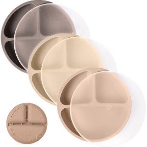 WeeSprout Baby Plates with Lids, Food Grade Silicone Divided Plates for Kids - 3 Pack - 1 of 4