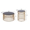 Metal Frame Modern 2-Piece Coffee and End Table Set with Tinted Tempered Glass Top for Living Room - 2 of 4