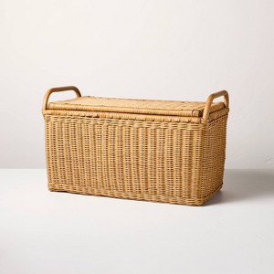 Large Rattan Storage Basket with Lid  - Hearth & Hand™ with Magnolia - 1 of 4