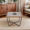 Hrinhom 23.6"W Modern Square Coffee Table ,Wood Side Table With Glass Top,Metal Legs - 2 of 4