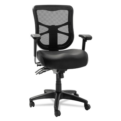 Alera Elusion Series Mesh Mid-Back Multifunction Chair Black Leather EL4215