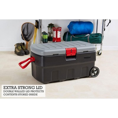 Black and Gray 35 Gallon Wheeled Storage Tote with Lid