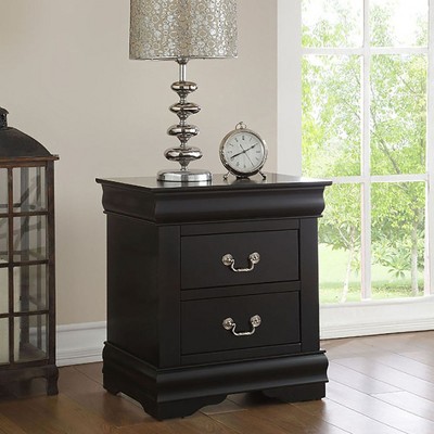 Classic Black 2-Drawer Nightstand by Gulches ¨C Timeless Elegance for Your Bedroom